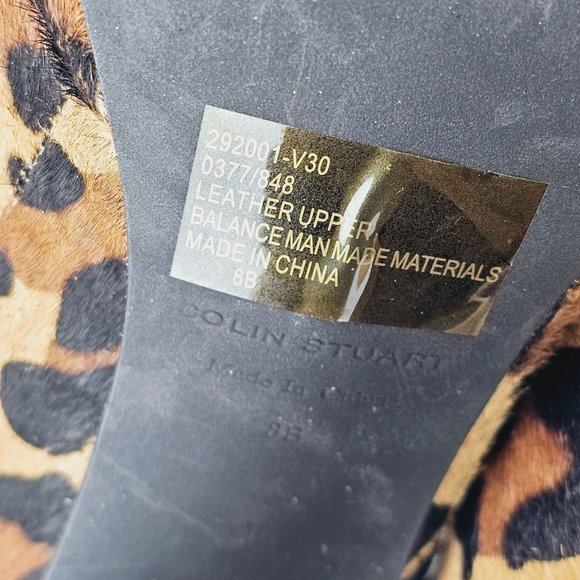 Colin Stuart Leopard Print Leather Zipper Back Ankle Bootie Sz 8B - Picture 8 of 10